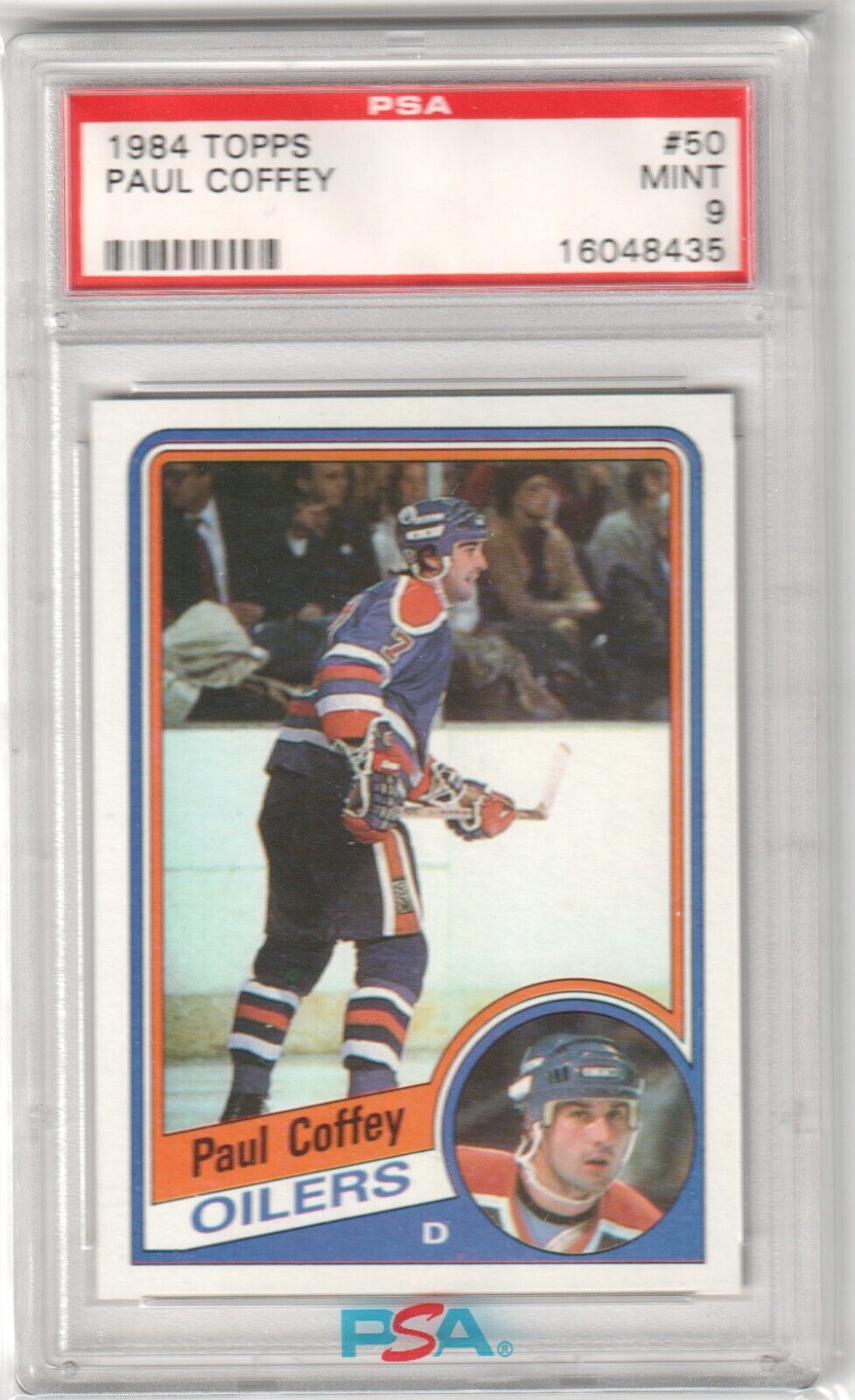 PAUL COFFEY 1984 - 85 Topps #50 PSA 9 MINT - OILERS - Columbia Hobby - Sports Card Boxes - Toploaders - Card Savers