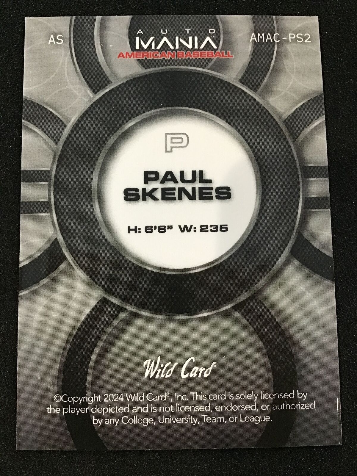 Paul Skenes 2024 Wild Card Auto Mania All Star /35 SP Pirates 