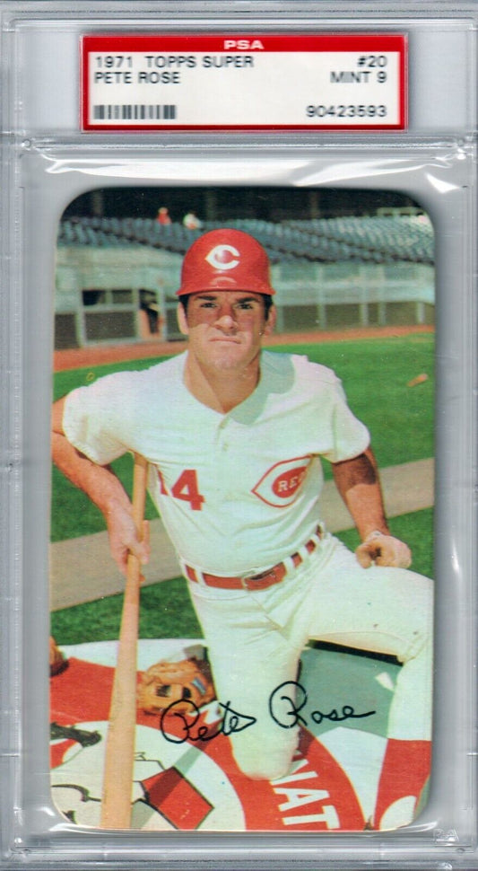 PETE ROSE 1971 Topps Super #20 PSA 9 MINT - REDS - Columbia Hobby - Sports Card Boxes - Toploaders - Card Savers