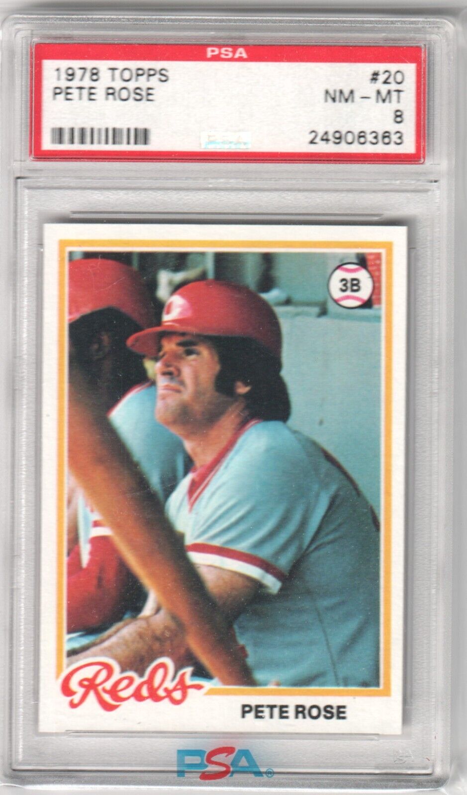 PETE ROSE 1978 Topps #20 PSA 8 NM - MT - REDS - Columbia Hobby - Sports Card Boxes - Toploaders - Card Savers