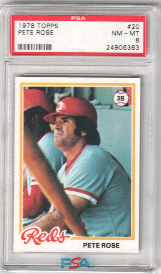 PETE ROSE 1978 Topps #20 PSA 8 NM - MT - REDS - Columbia Hobby - Sports Card Boxes - Toploaders - Card Savers