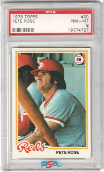 PETE ROSE 1978 Topps #20 PSA 8 NM - MT - REDS - Columbia Hobby - Sports Card Boxes - Toploaders - Card Savers