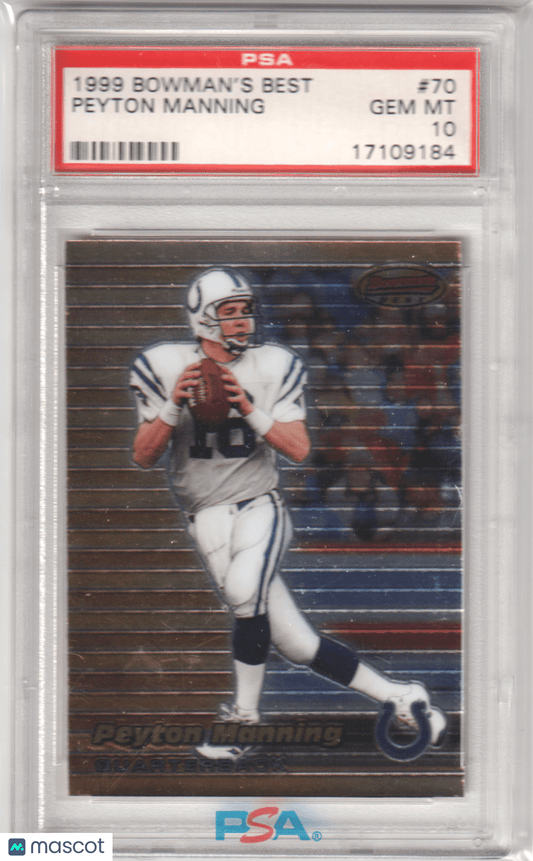 PEYTON MANNING 1999 Bowman's Best 70 PSA 10 GEM MINT - COLTS - Columbia Hobby - Sports Card Boxes - Toploaders - Card Savers