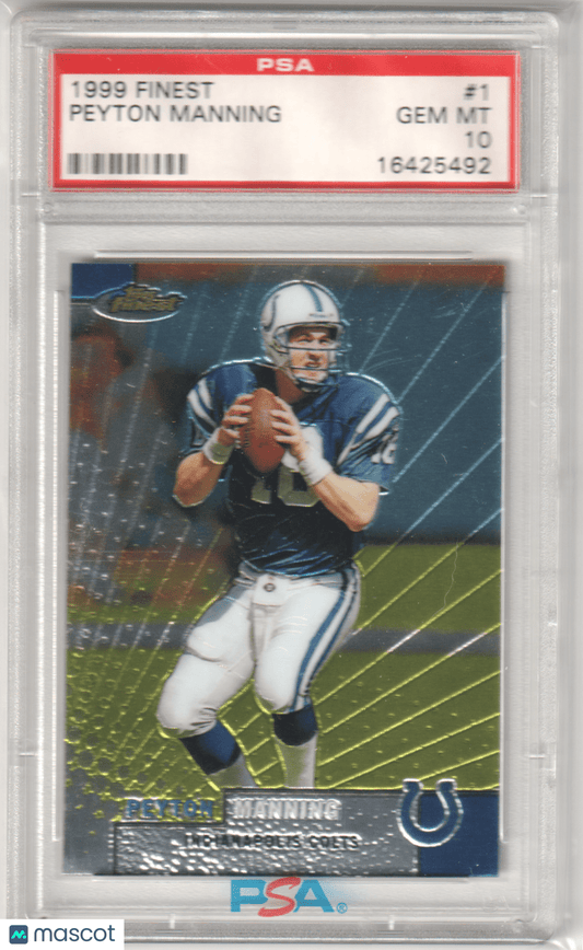 PEYTON MANNING 1999 Topps Finest 1 PSA 10 GEM MINT - COLTS - Columbia Hobby - Sports Card Boxes - Toploaders - Card Savers