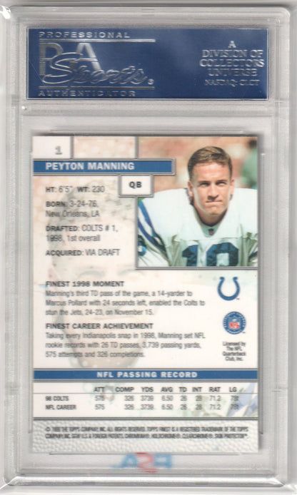 PEYTON MANNING 1999 Topps Finest 1 PSA 10 GEM MINT - COLTS - Columbia Hobby - Sports Card Boxes - Toploaders - Card Savers
