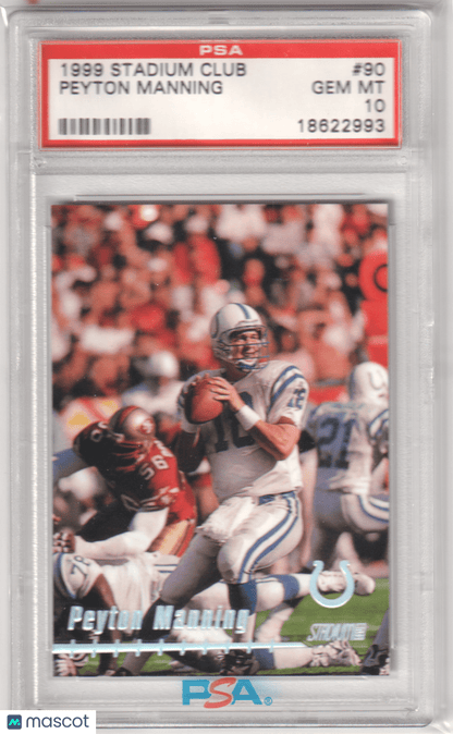 PEYTON MANNING 1999 Topps Stadium Club 90 PSA 10 GEM MINT - COLTS - Columbia Hobby - Sports Card Boxes - Toploaders - Card Savers