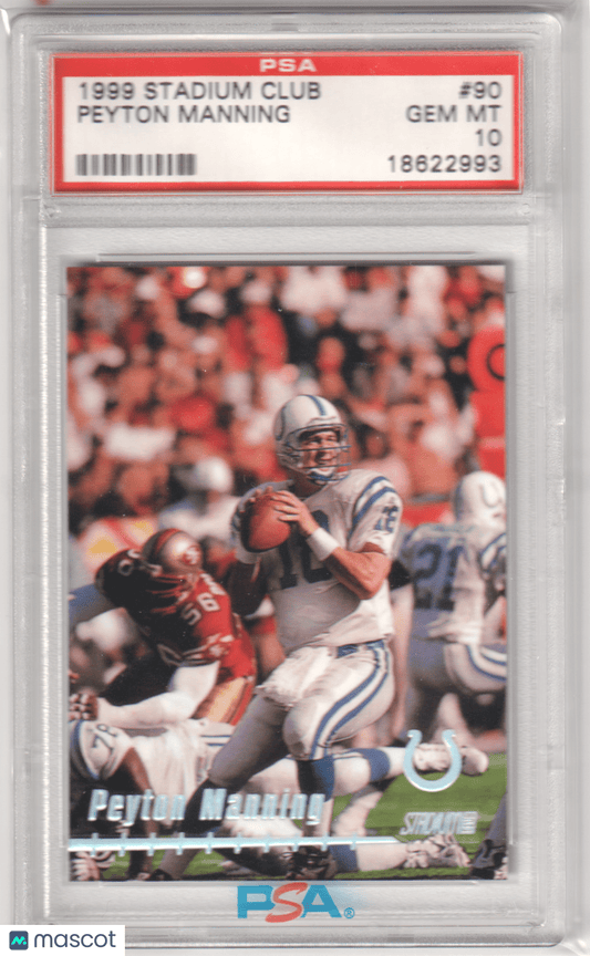 PEYTON MANNING 1999 Topps Stadium Club 90 PSA 10 GEM MINT - COLTS - Columbia Hobby - Sports Card Boxes - Toploaders - Card Savers