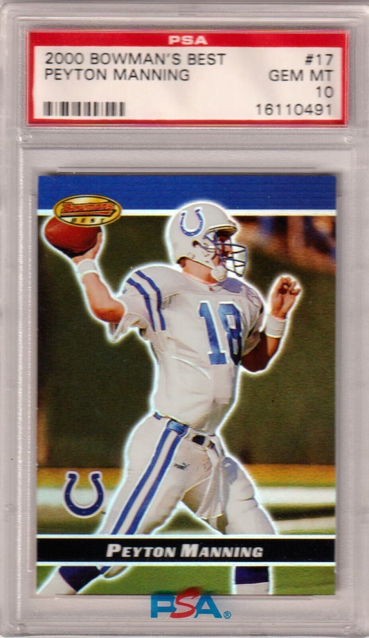 PEYTON MANNING 2000 Bowman's Best #17 PSA 10 GEM MINT - COLTS - Columbia Hobby - Sports Card Boxes - Toploaders - Card Savers
