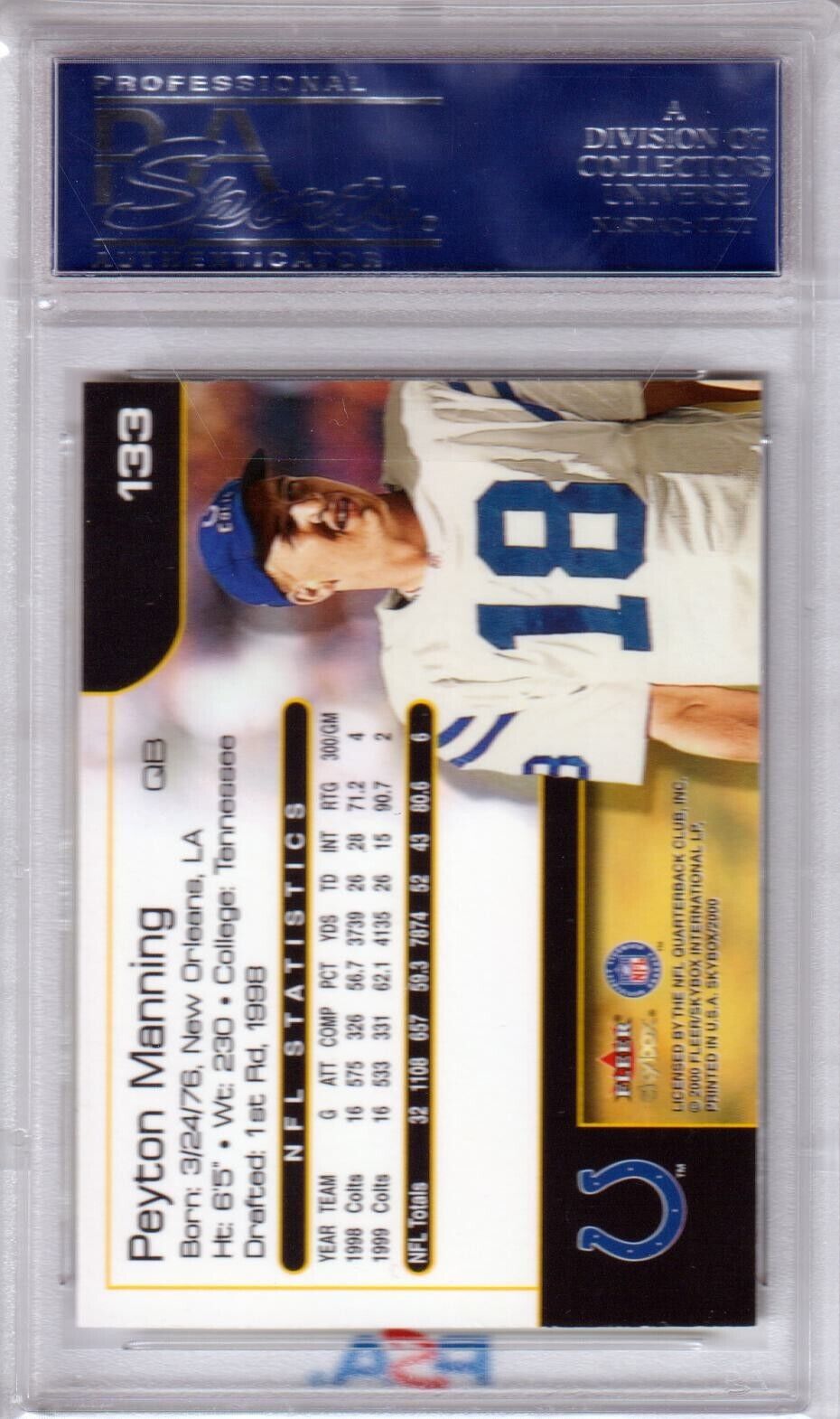 PEYTON MANNING 2000 Skybox #133 PSA 10 GEM MINT - COLTS POP 12 - Columbia Hobby - Sports Card Boxes - Toploaders - Card Savers