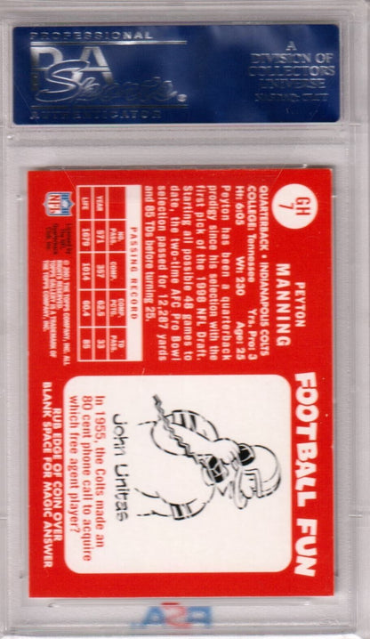 PEYTON MANNING 2001 Topps Gallery Heritage #GH7 PSA 10 GEM MINT - COLTS POP 2 - Columbia Hobby - Sports Card Boxes - Toploaders - Card Savers