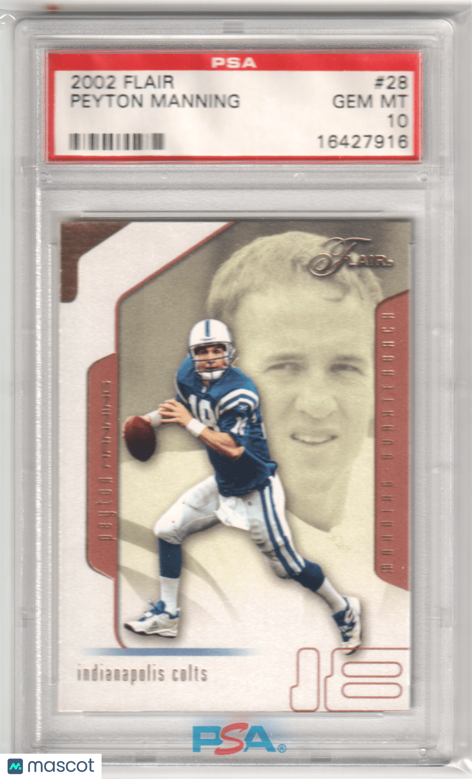 PEYTON MANNING 2002 Fleer Flair 28 PSA 10 GEM MINT - COLTS Pop 2 - Columbia Hobby - Sports Card Boxes - Toploaders - Card Savers