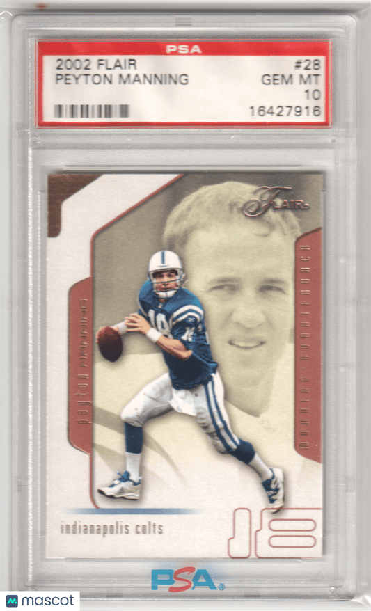PEYTON MANNING 2002 Fleer Flair 28 PSA 10 GEM MINT - COLTS Pop 2 - Columbia Hobby - Sports Card Boxes - Toploaders - Card Savers