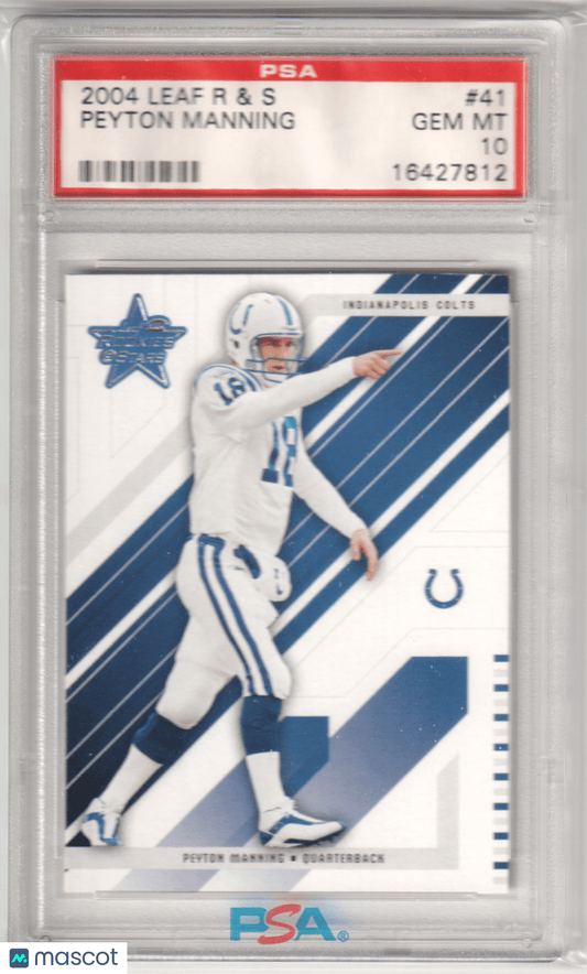 PEYTON MANNING 2004 Leaf Rookies & Stars 41 PSA 10 GEM MINT - COLTS - Columbia Hobby - Sports Card Boxes - Toploaders - Card Savers