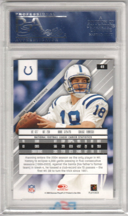 PEYTON MANNING 2004 Leaf Rookies & Stars 41 PSA 10 GEM MINT - COLTS - Columbia Hobby - Sports Card Boxes - Toploaders - Card Savers