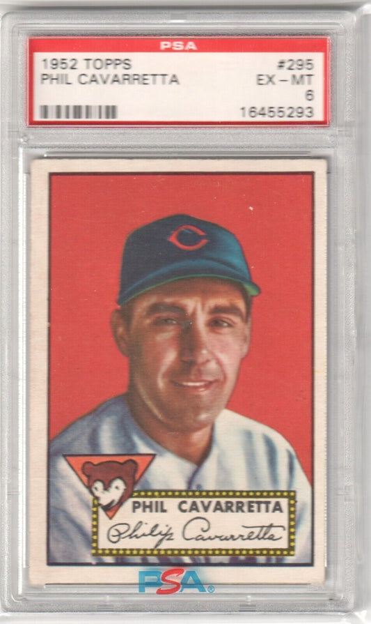 PHIL CAVARRETTA 1952 Topps #295 PSA 6 EX - MT - CUBS - Columbia Hobby - Sports Card Boxes - Toploaders - Card Savers