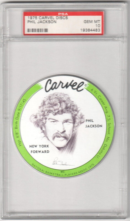 PHIL JACKSON 1975 Carvel Discs PSA 10 GEM MINT - KNICKS - Columbia Hobby - Sports Card Boxes - Toploaders - Card Savers