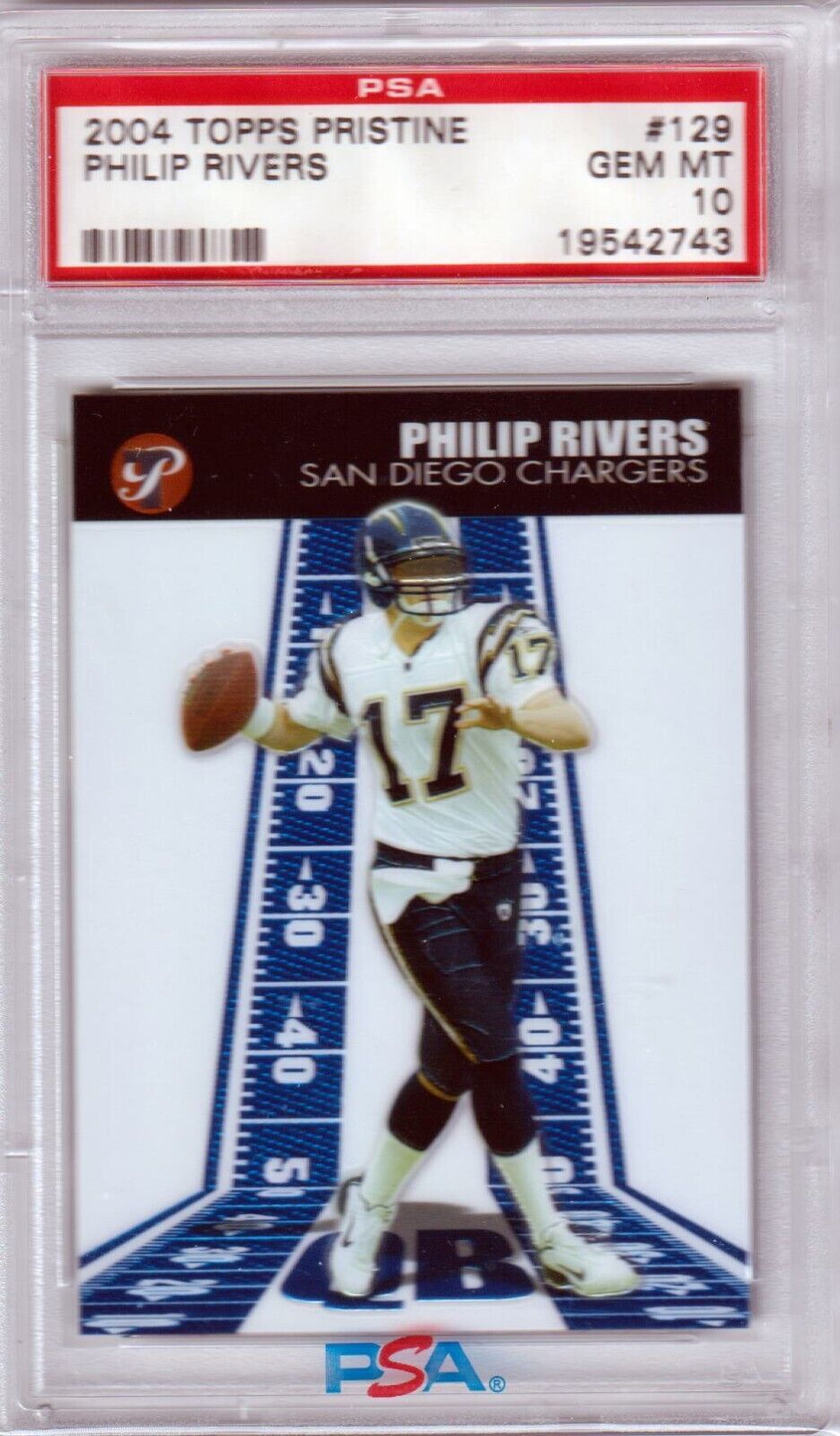 PHILIP RIVERS 2004 Topps Pristine Rookie RC #129 PSA 10 GEM MINT - CHARGERS - Columbia Hobby - Sports Card Boxes - Toploaders - Card Savers
