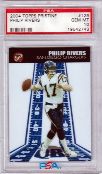 PHILIP RIVERS 2004 Topps Pristine Rookie RC #129 PSA 10 GEM MINT - CHARGERS - Columbia Hobby - Sports Card Boxes - Toploaders - Card Savers