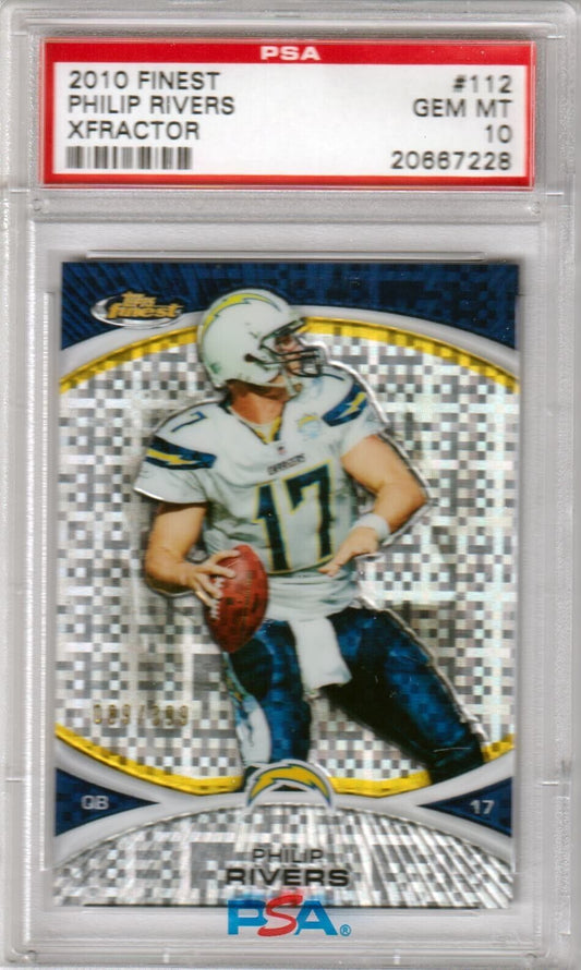 PHILIP RIVERS 2010 Topps Finest XFractor /399 #112 PSA 10 GEM MINT - CHARGERS - Columbia Hobby - Sports Card Boxes - Toploaders - Card Savers