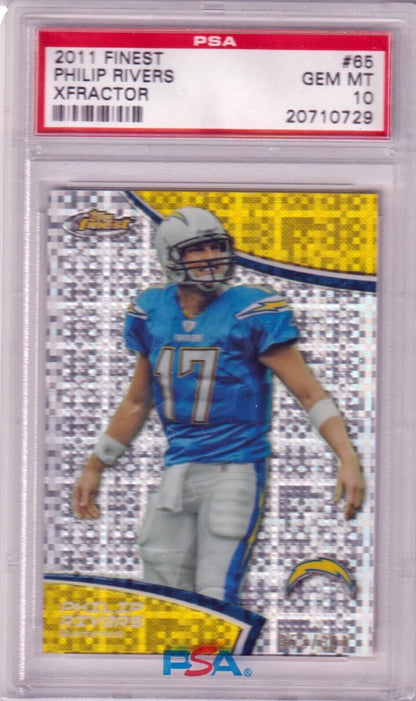 PHILIP RIVERS 2011 Topps Finest XFractor /399 #65 PSA 10 GEM MINT - CHARGERS - Columbia Hobby - Sports Card Boxes - Toploaders - Card Savers