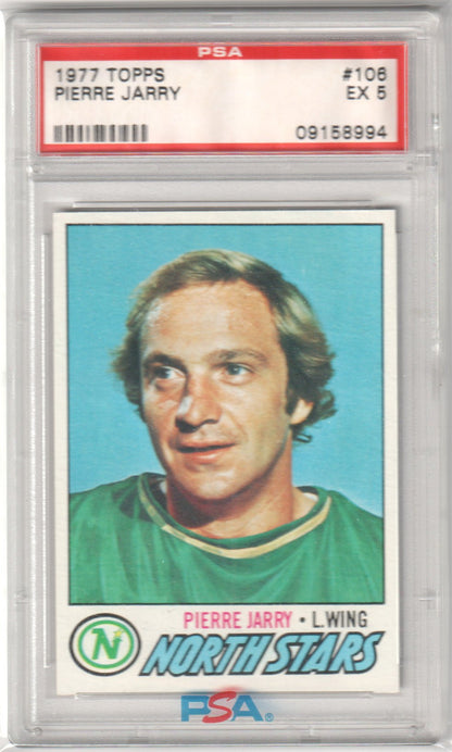 PIERRE JARRY 1977 Topps #106 PSA 5 EX - NORTH STARS - Columbia Hobby - Sports Card Boxes - Toploaders - Card Savers