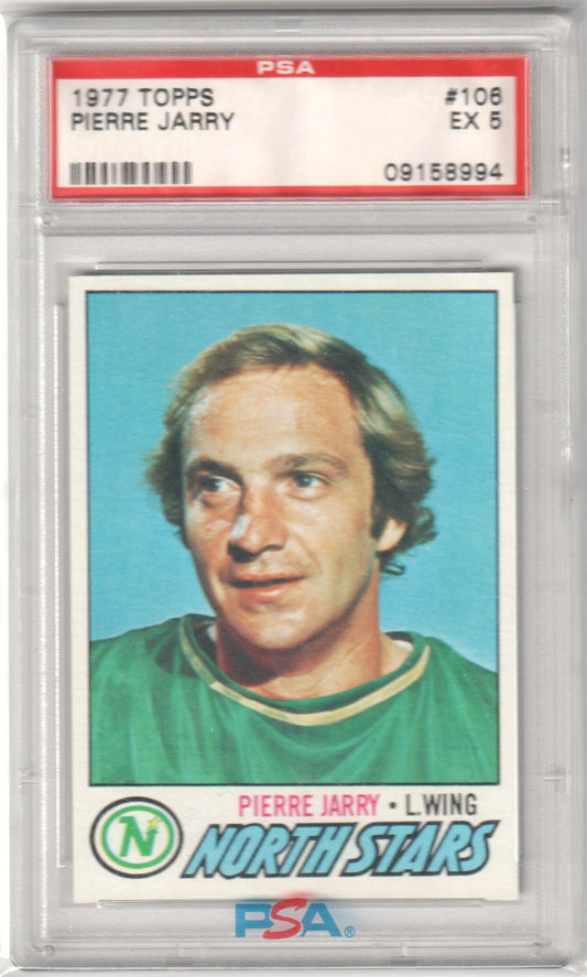 PIERRE JARRY 1977 Topps #106 PSA 5 EX - NORTH STARS - Columbia Hobby - Sports Card Boxes - Toploaders - Card Savers