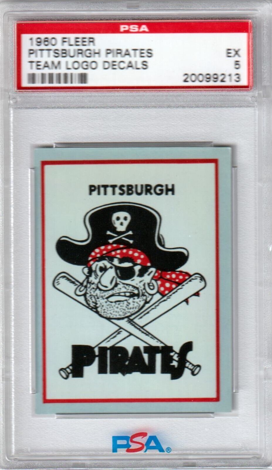 PITTSBURGH PIRATES 1960 Fleer Team Logo Decals PSA 5 EX - Columbia Hobby - Sports Card Boxes - Toploaders - Card Savers