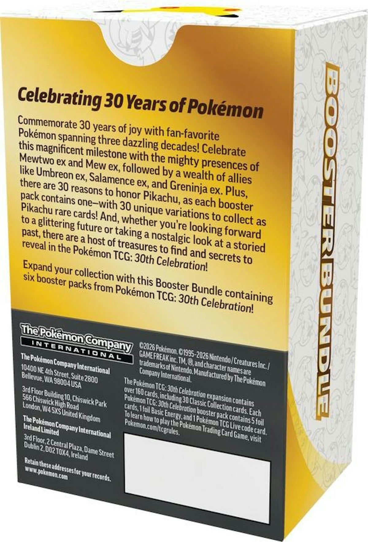 Pokemon TCG 30th Celebration Booster Bundle back of box