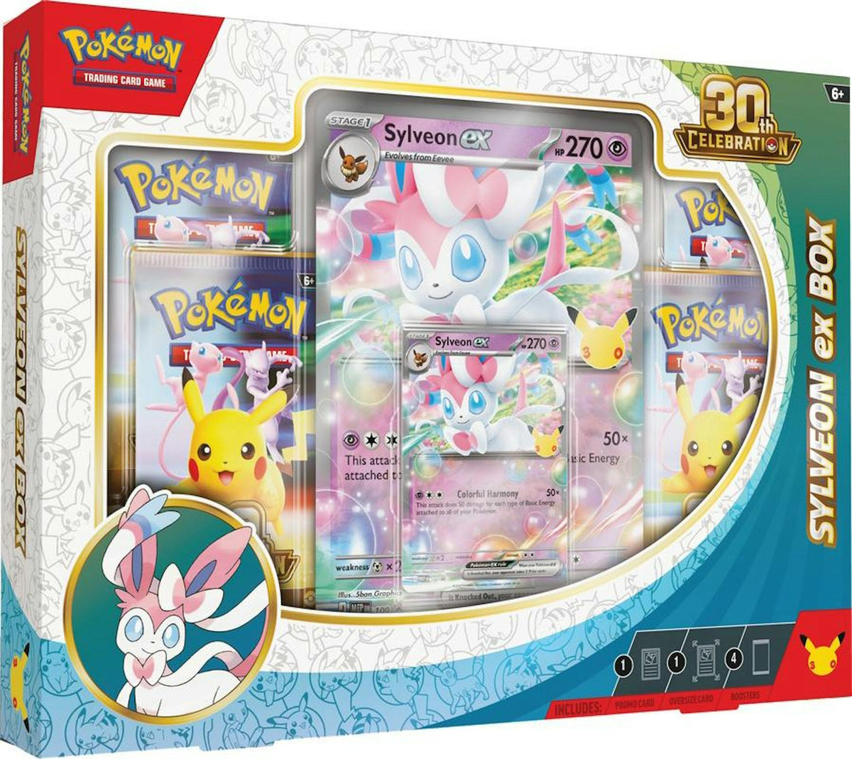 Pokemon TCG 30th Celebration Pokemon ex Box
Pokemon TCG 30th Celebration Sylveon ex Box
Pokemon TCG 30th Celebration Greninja ex Box
Pokemon 30th Celebration Sylveon ex foil promo and oversize card
Pokemon 30th Celebration Greninja ex foil promo and oversize card
Pokemon TCG 30th Celebration booster packs