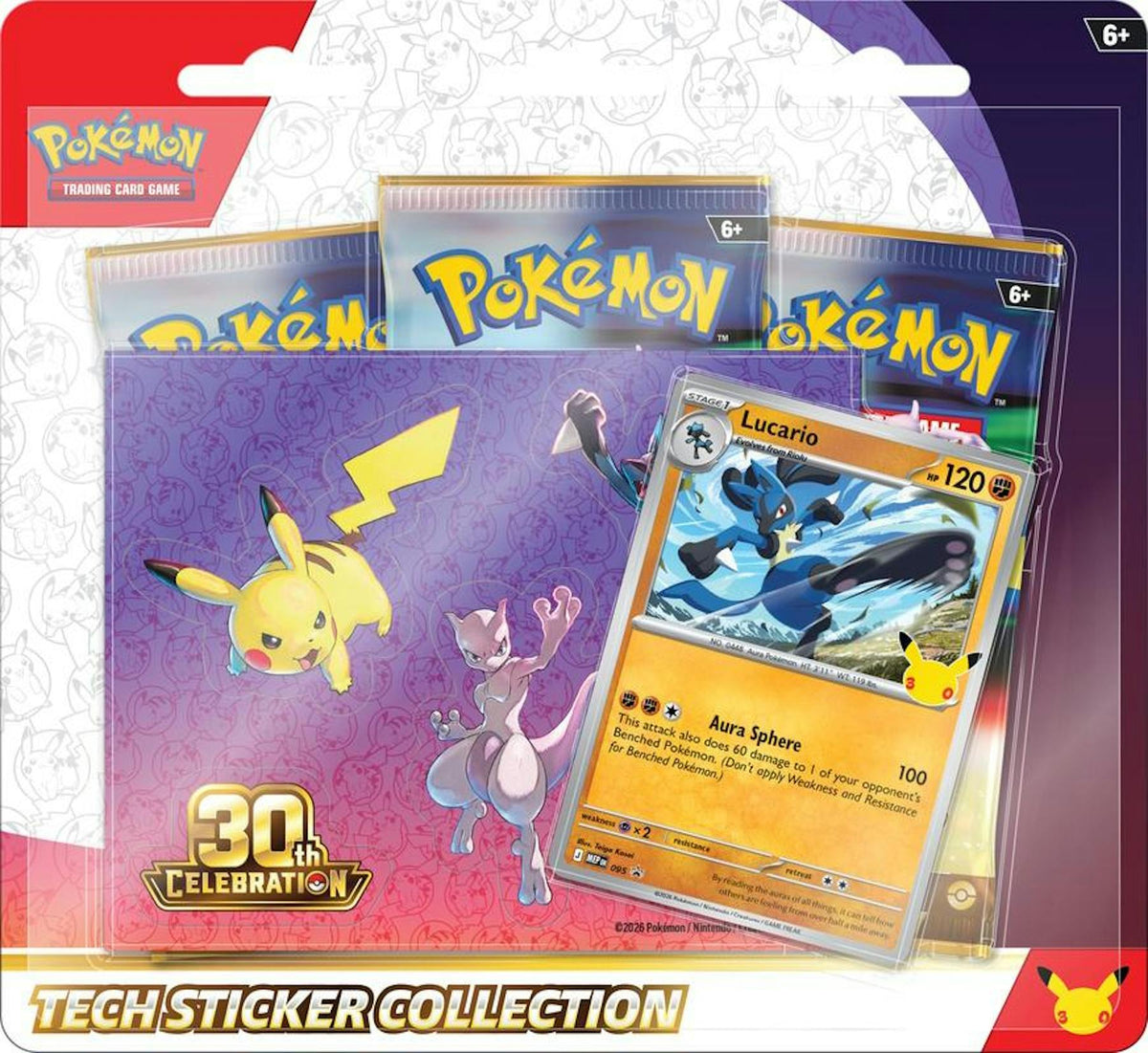 Pokemon TCG 30th Celebration Tech Sticker Collection Blister
Pokemon 30th Celebration Lucario Tech Sticker Collection
Pokemon 30th Celebration Alolan Exeggutor Tech Sticker Collection
Pokemon TCG 30th Celebration Lucario foil promo card
Pokemon TCG 30th Celebration Alolan Exeggutor foil promo card
Pokemon TCG 30th Celebration tech sticker sheet
Pokemon TCG 30th Celebration booster packs