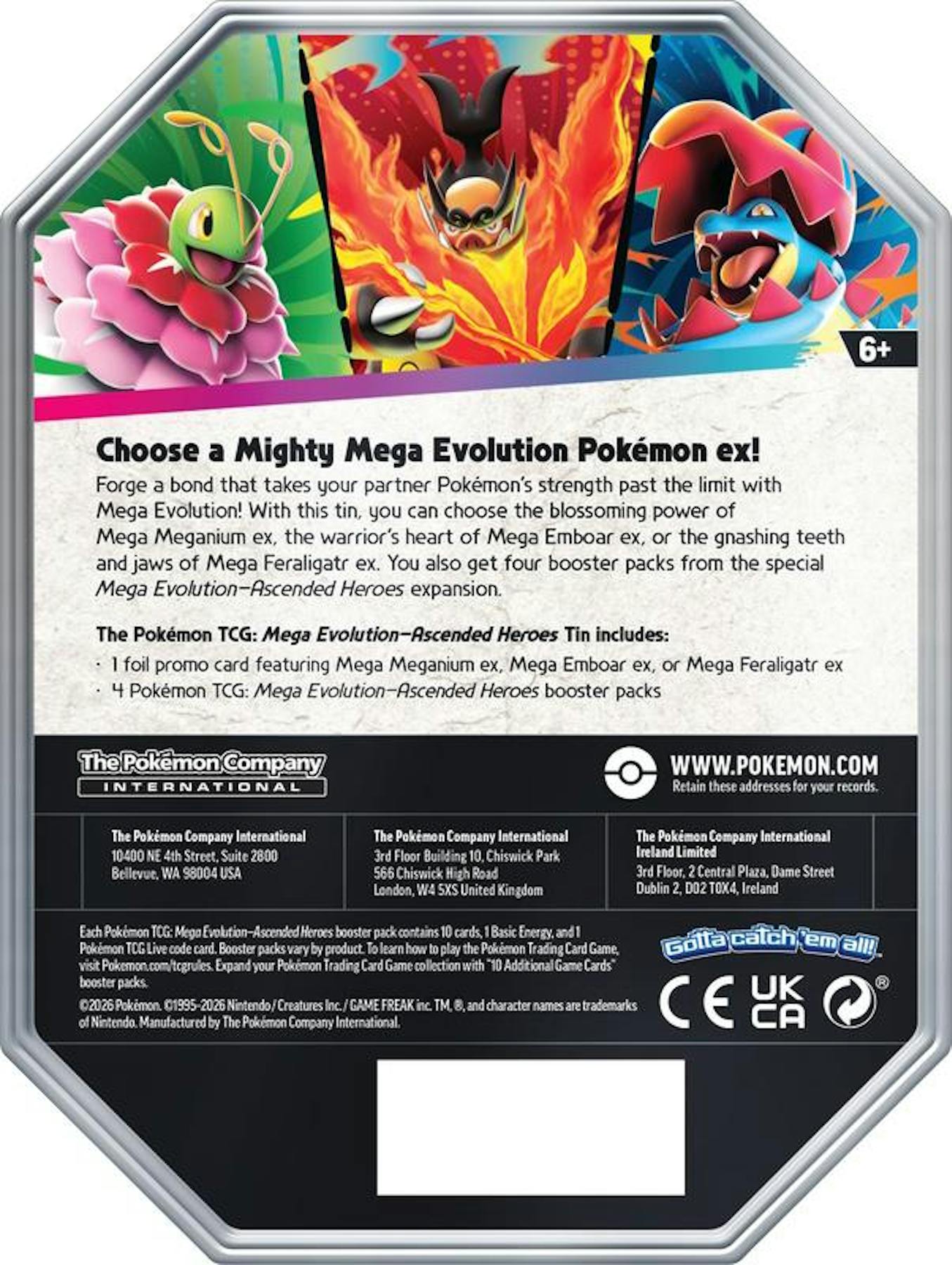 Pokemon Mega Evolution: Ascended Heroes Mega Emboar ex Tin | Columbia Sports Cards | Columbia Hobby - Sports Card Boxes - Toploaders - Card Savers.