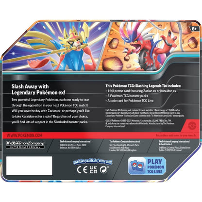 Pokemon Trading Card Game Slashing Legends Tin - Columbia Hobby - Sports Card Boxes - Toploaders - Card Savers