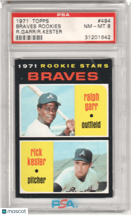 RALPH GARR 1971 Topps Braves Rookie 494 PSA 8 NM - MT - Columbia Hobby - Sports Card Boxes - Toploaders - Card Savers