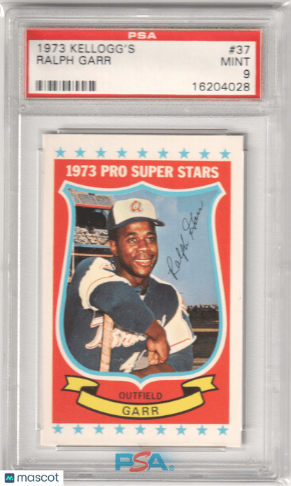 RALPH GARR 1973 Kellogg's 3D Super Stars 37 PSA 9 MINT - BRAVES - Columbia Hobby - Sports Card Boxes - Toploaders - Card Savers