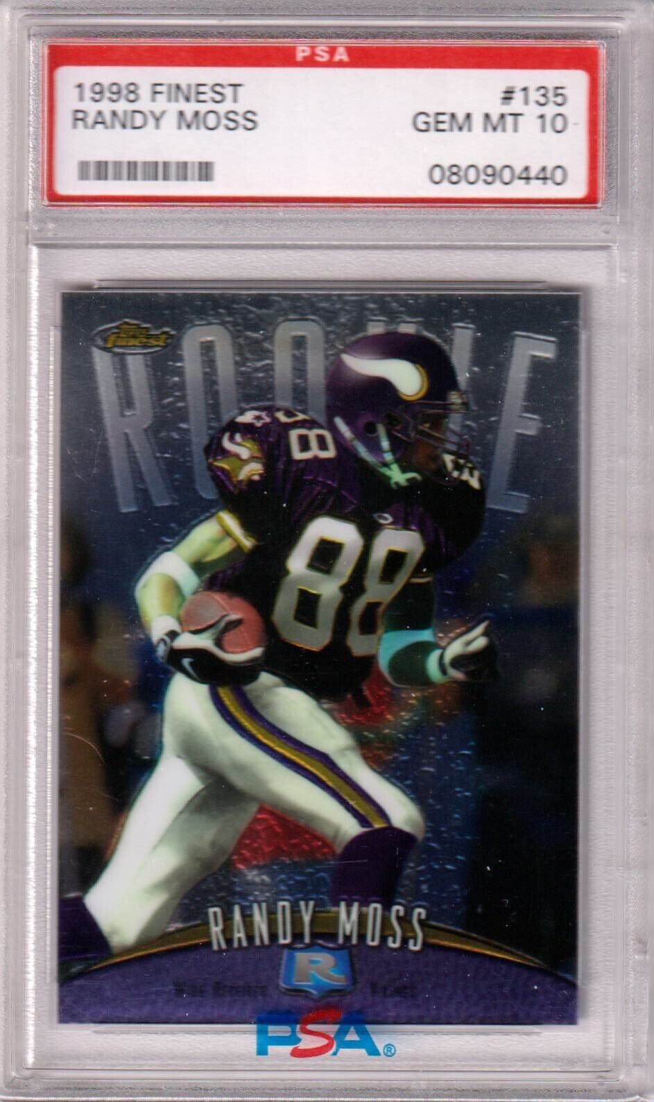 RANDY MOSS 1998 Toops Finest Rookie RC #/135 PSA 10 GEM MINT - VIKINGS - Columbia Hobby - Sports Card Boxes - Toploaders - Card Savers