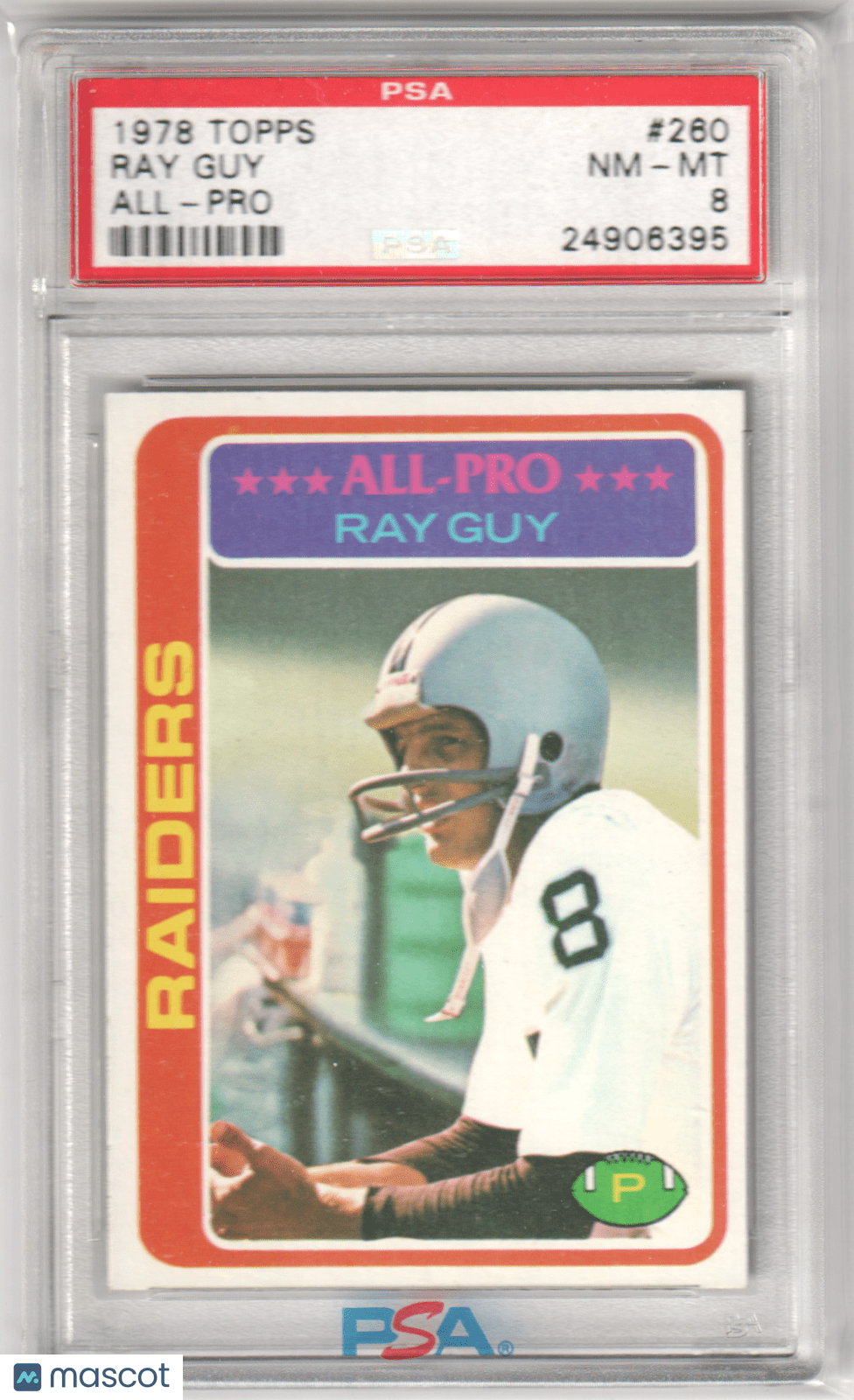 RAY GUY 1978 Topps 260 All Pro PSA 8 NM - MT - RAIDERS - Columbia Hobby - Sports Card Boxes - Toploaders - Card Savers