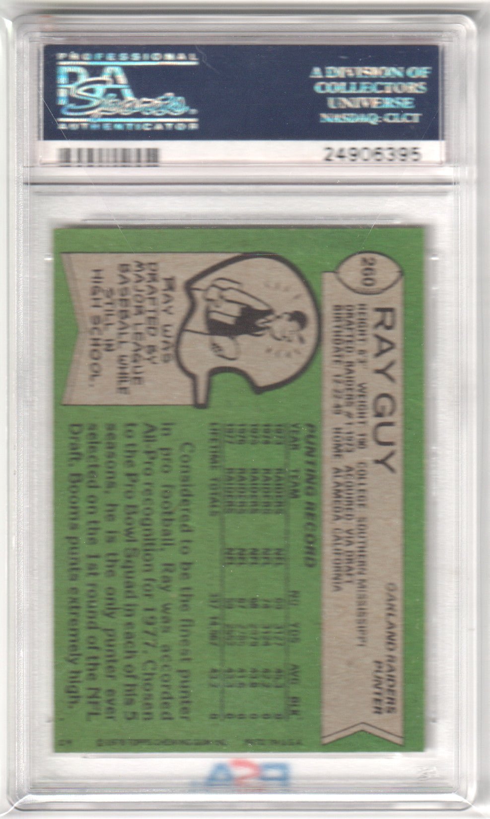 RAY GUY 1978 Topps 260 All Pro PSA 8 NM - MT - RAIDERS - Columbia Hobby - Sports Card Boxes - Toploaders - Card Savers