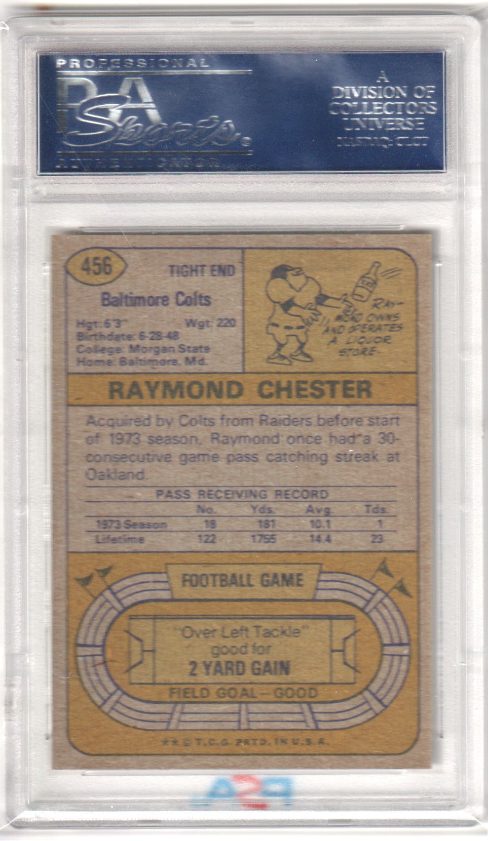 RAYMOND CHESTER 1974 Topps 456 PSA 8 NM - MT - COLTS - Columbia Hobby - Sports Card Boxes - Toploaders - Card Savers