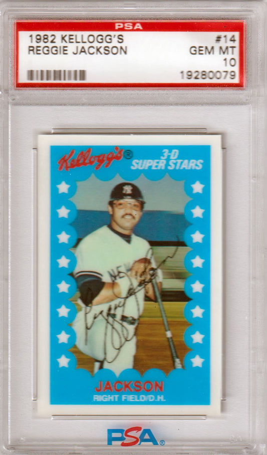 REGGIE JACKSON 1982 Kellogg's 3D Super Stars #14 PSA 10 GEM MINT - YANKEES - Columbia Hobby - Sports Card Boxes - Toploaders - Card Savers
