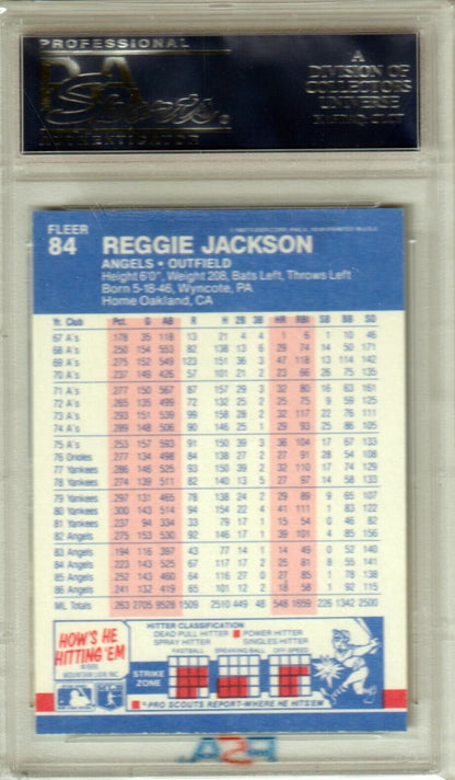 REGGIE JACKSON 1987 Fleer Glossy PSA 10 GEM MINT - ANGELS - Columbia Hobby - Sports Card Boxes - Toploaders - Card Savers