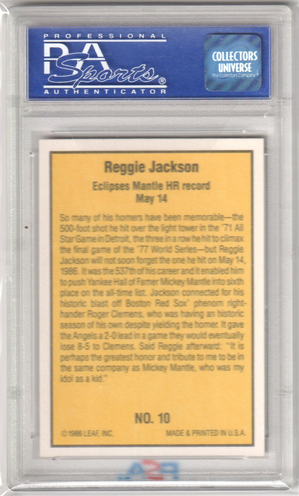 REGGIE JACKSON MANTLE 1986 Donruss Highlights #10 PSA 8 NM - YANKEES - Columbia Hobby - Sports Card Boxes - Toploaders - Card Savers