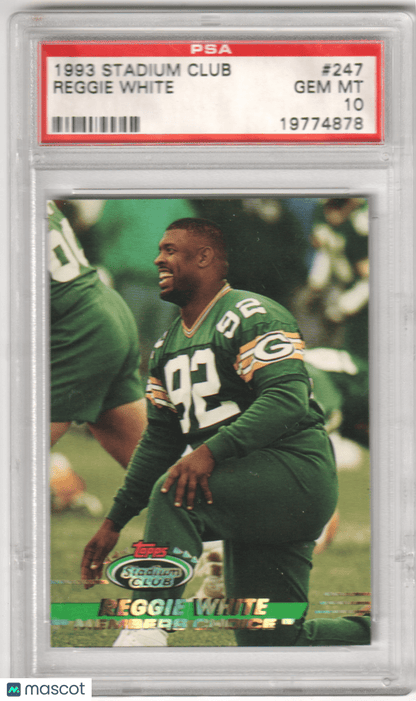 REGGIE WHITE 1993 Topps Stadium Club Members Choice 247 PSA 10 GEM MINT PACKERS - Columbia Hobby - Sports Card Boxes - Toploaders - Card Savers