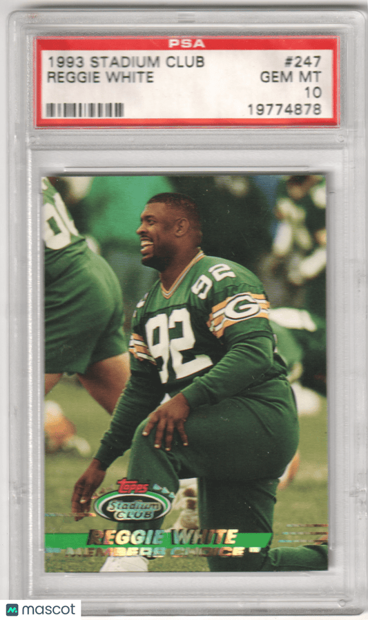 REGGIE WHITE 1993 Topps Stadium Club Members Choice 247 PSA 10 GEM MINT PACKERS - Columbia Hobby - Sports Card Boxes - Toploaders - Card Savers