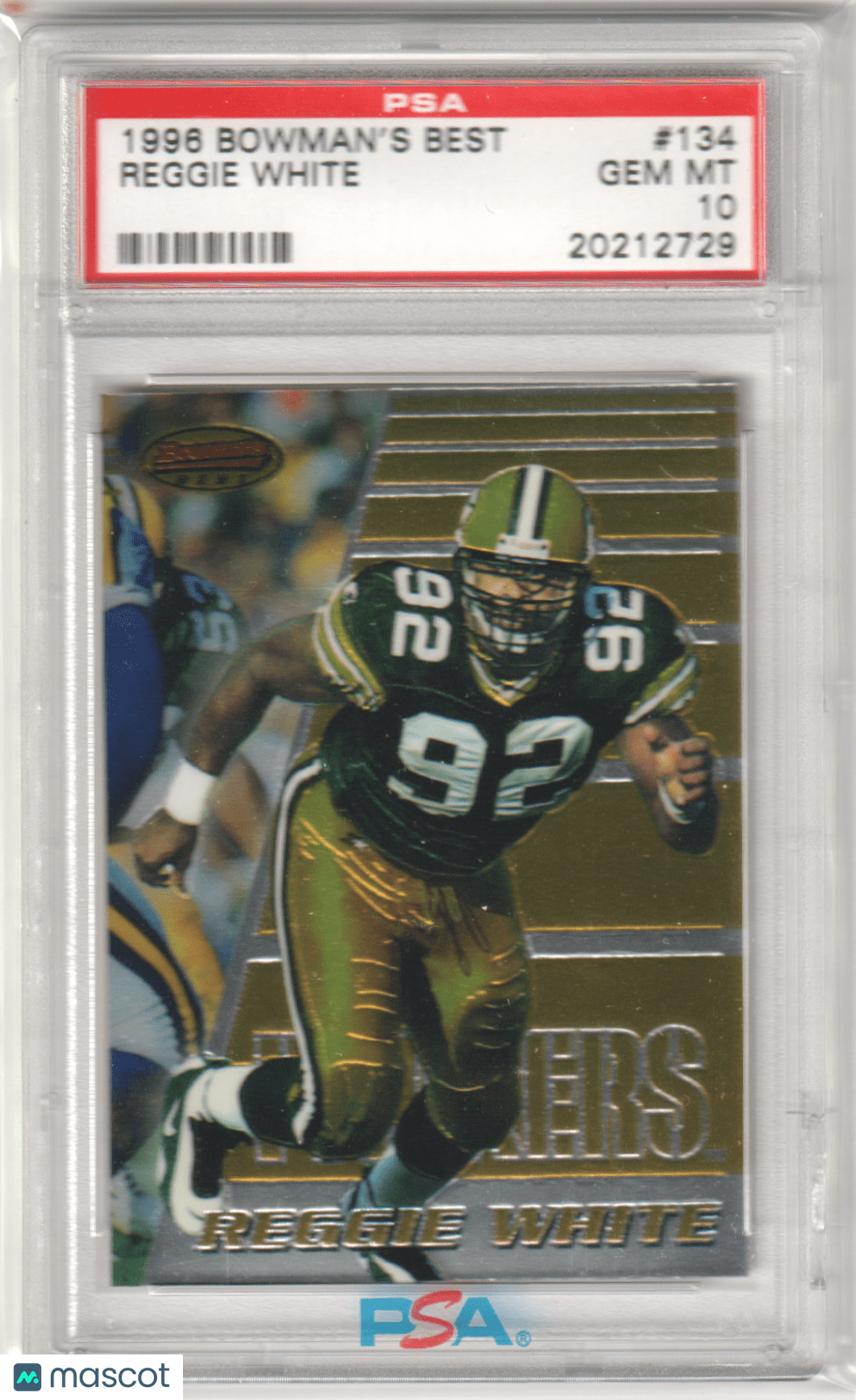 REGGIE WHITE 1996 Bowman's Best 134 PSA 10 GEM MINT - PACKERS Pop 11 - Columbia Hobby - Sports Card Boxes - Toploaders - Card Savers