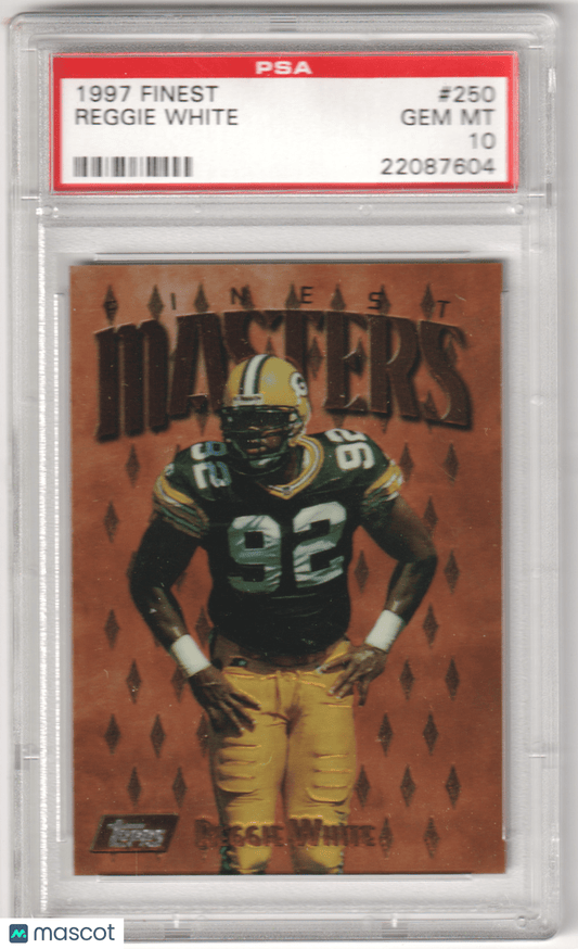 REGGIE WHITE 1997 Topps Finest 250 PSA 10 GEM MINT - PACKERS - Columbia Hobby - Sports Card Boxes - Toploaders - Card Savers