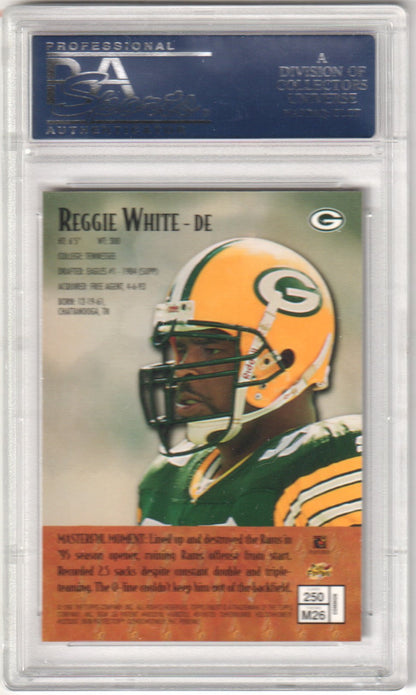 REGGIE WHITE 1997 Topps Finest 250 PSA 10 GEM MINT - PACKERS - Columbia Hobby - Sports Card Boxes - Toploaders - Card Savers