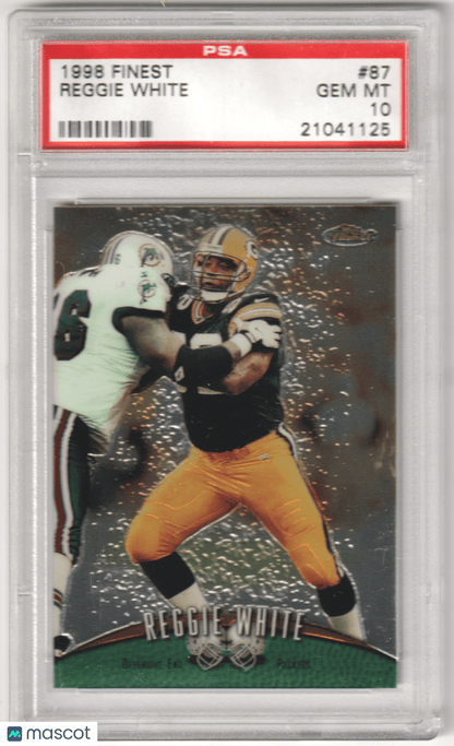 REGGIE WHITE 1998 Topps Finest 87 Non Protected Refractor PSA 10 GEM MINT - Columbia Hobby - Sports Card Boxes - Toploaders - Card Savers