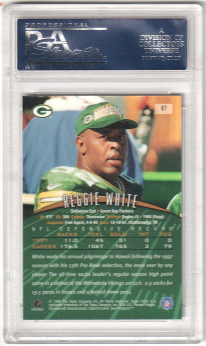 REGGIE WHITE 1998 Topps Finest 87 Non Protected Refractor PSA 10 GEM MINT - Columbia Hobby - Sports Card Boxes - Toploaders - Card Savers