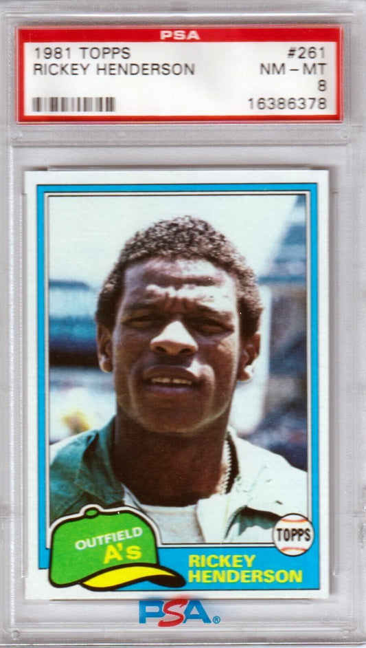RICKEY HENDERSON 1981 Topps #261 PSA 8 NM - MT - ATHLETICS - Columbia Hobby - Sports Card Boxes - Toploaders - Card Savers
