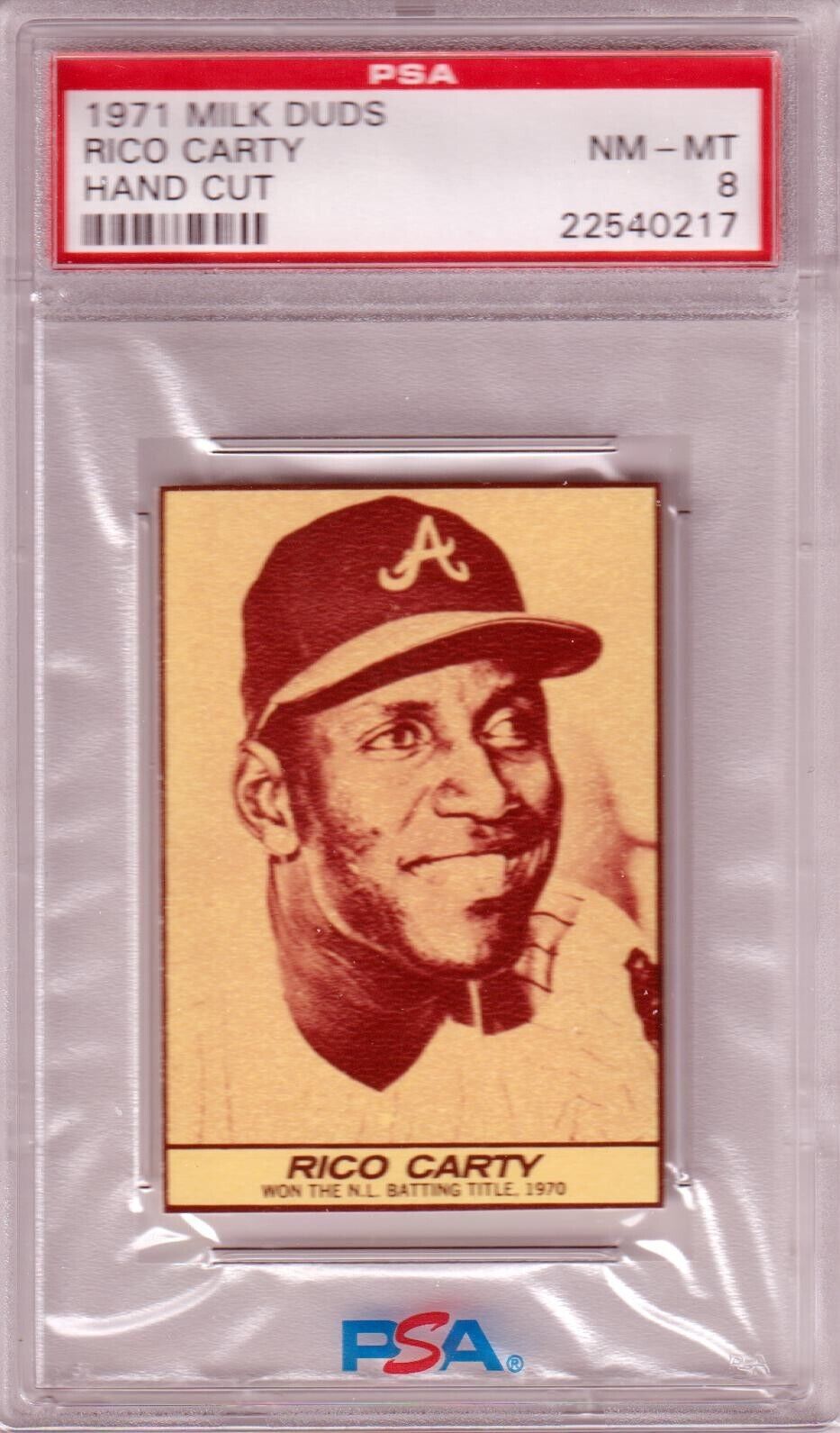 RICO CARTY 1971 Milk Duds PSA 8 NM - MT - BRAVES - Columbia Hobby - Sports Card Boxes - Toploaders - Card Savers